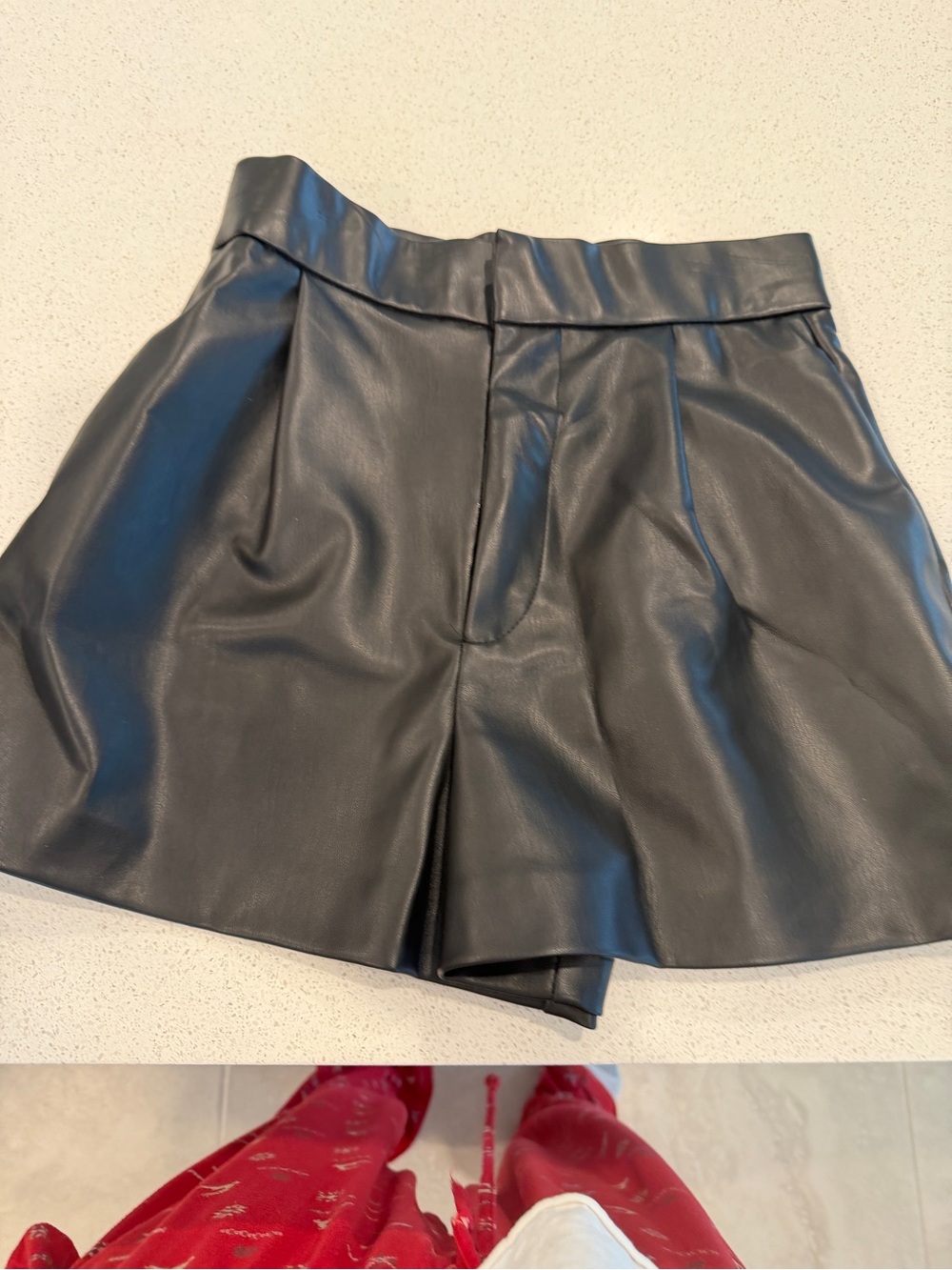 Zara leather, mini shorts